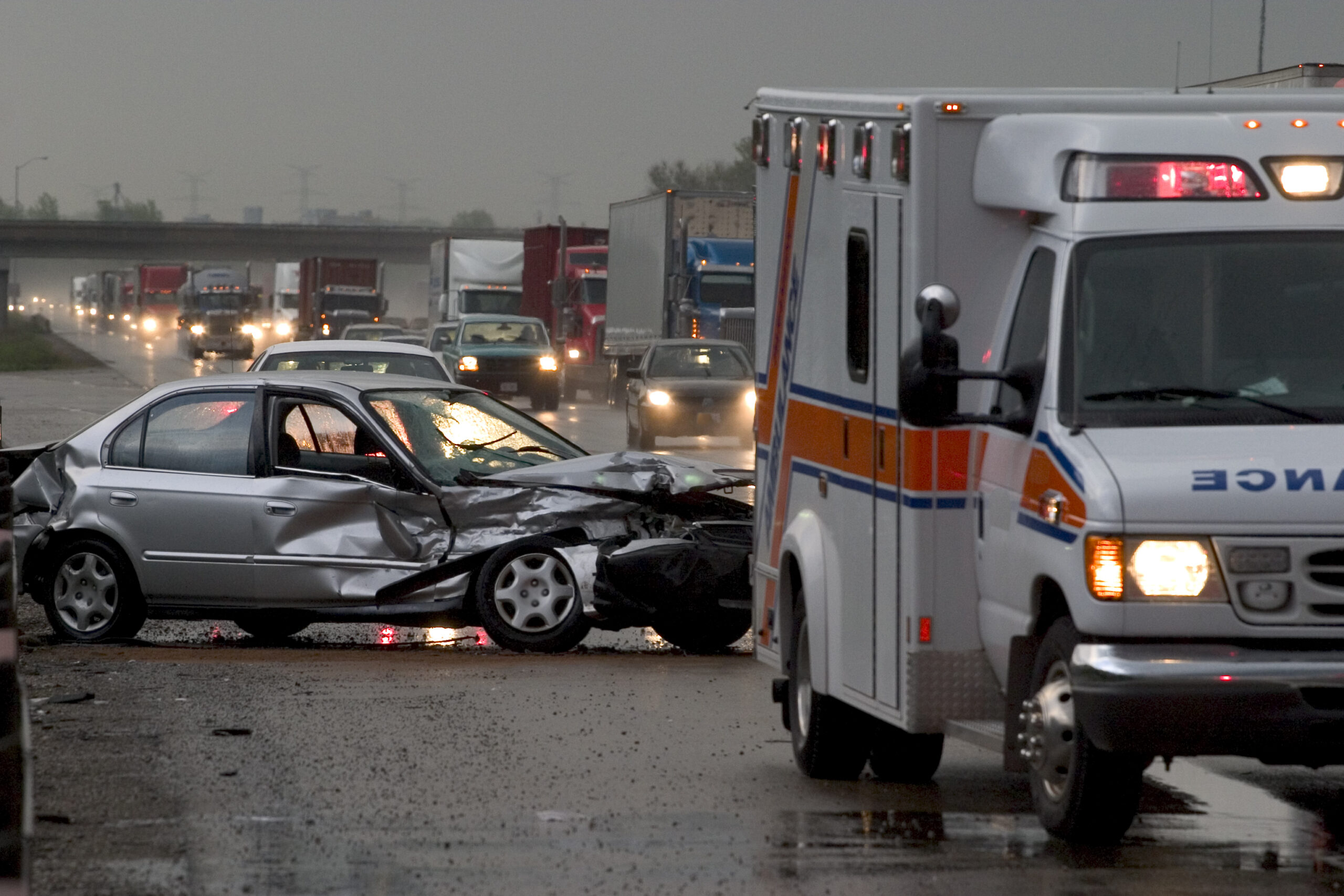 car accident along a highway