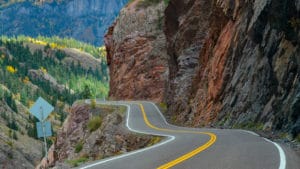 "Million-Dollar Highway" in southwest Colorado - one of the most dangerous roads for motorcycles