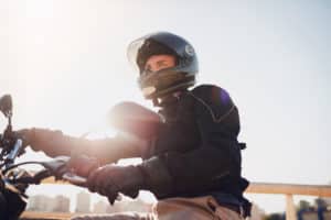 motorcycle rider wearing a helmet in Colorado