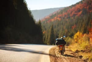 autumn motorcycle leaf peeping ride in Colorado
