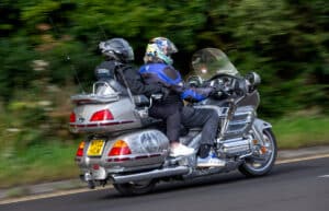 motorcycle with a passenger